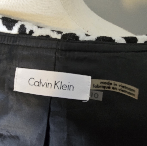 Calvin Klein Animal Print Blazer Women’s 10 Black White Lined MobWife Style - Picture 5 of 9